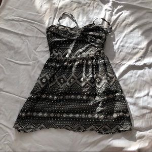 ROXY summer mini a line dress black&white pattern